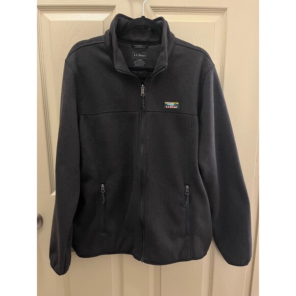 LL Bean Men's L REGULAR Fit Gray Full Zip Sweater Fleece Jacket Coat - Picture 1 of 12